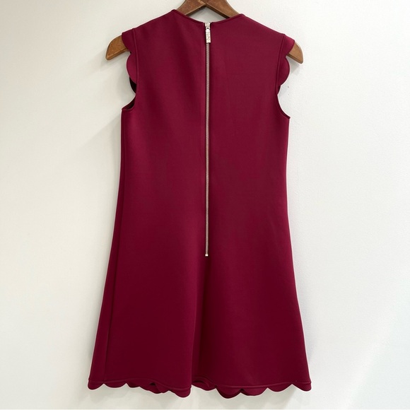Ted Baker Women's Maroon Jasmint Scallop Overlay Shift Dress Size 1 US XS - Picture 4 of 16
